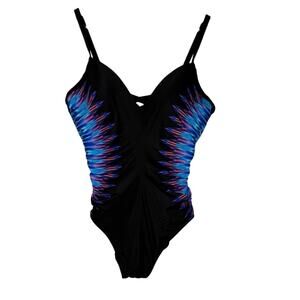 Miraclesuit Temptation Swimsuit Size 12 One Piece Tummy Control Black Ruched